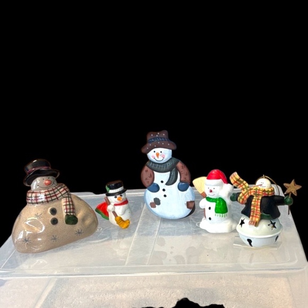 Festive Snowman Figurine Set - Multicolor
